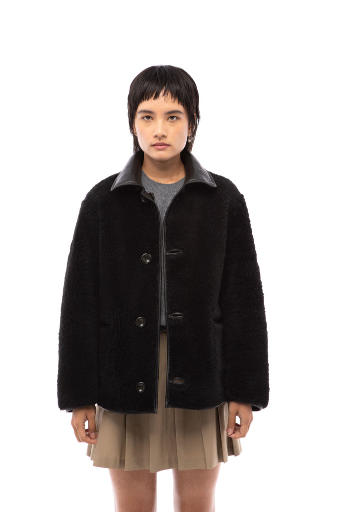 lou black shearling Nicole Salda a Footwear