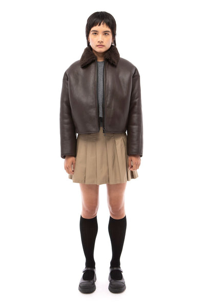 clark / chestnut brown shearling | Nicole Saldaña Footwear